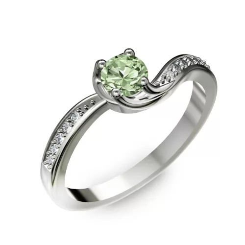 Ékszerpalota eljegyzési gyűrű 0,4ct zöld gyémánttal BRK069 fehér arany