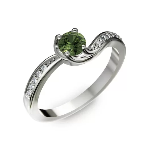 Ékszerpalota eljegyzési gyűrű 0,4ct zöld zafírral BRK069 fehér arany