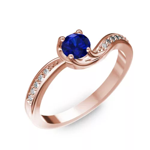 Ékszerpalota eljegyzési gyűrű 0,4ct kék diffusion zafírral BRK069 rozé arany