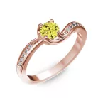 Ékszerpalota eljegyzési gyűrű 0,4ct sárga gyémánttal BRK069 rozé arany