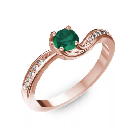 Ékszerpalota eljegyzési gyűrű 0,4ct smaragddal BRK069 rozé arany