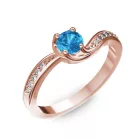 Ékszerpalota eljegyzési gyűrű 0,4ct kék topázzal BRK069 rozé arany