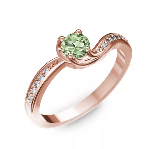 Ékszerpalota eljegyzési gyűrű 0,4ct zöld gyémánttal BRK069 rozé arany