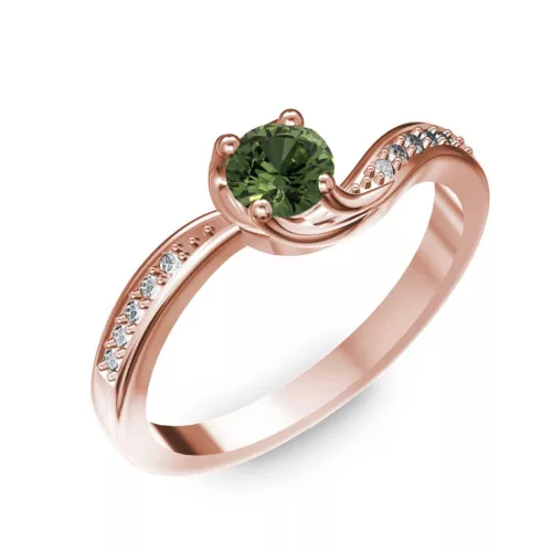 Ékszerpalota eljegyzési gyűrű 0,4ct zöld zafírral BRK069 rozé arany