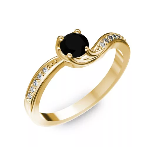 Ékszerpalota eljegyzési gyűrű 0,4ct fekete gyémánttal BRK069 sárga arany
