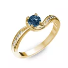 Ékszerpalota eljegyzési gyűrű 0,4ct kék gyémánttal BRK069 sárga arany