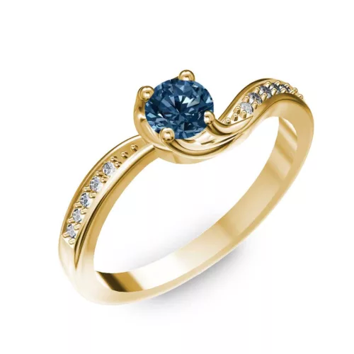 Ékszerpalota eljegyzési gyűrű 0,4ct kék gyémánttal BRK069 sárga arany
