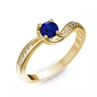 Ékszerpalota eljegyzési gyűrű 0,4ct kék diffusion zafírral BRK069 sárga arany