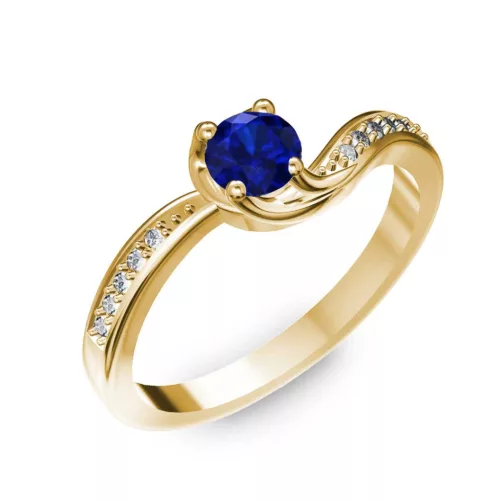 Ékszerpalota eljegyzési gyűrű 0,4ct kék diffusion zafírral BRK069 sárga arany