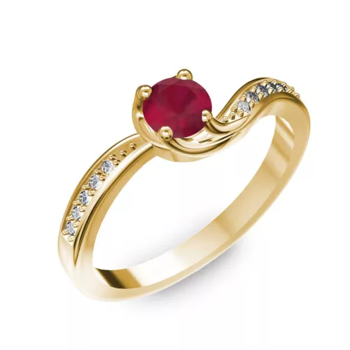 Ékszerpalota eljegyzési gyűrű 0,4ct rubinnal BRK069 sárga arany