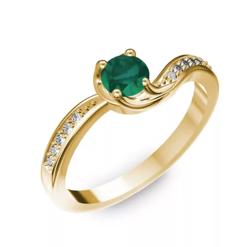 Ékszerpalota eljegyzési gyűrű 0,4ct smaragddal BRK069 sárga arany