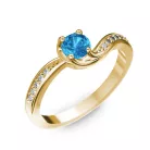 Ékszerpalota eljegyzési gyűrű 0,4ct kék topázzal BRK069 sárga arany