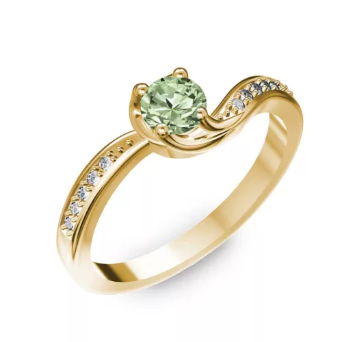Ékszerpalota eljegyzési gyűrű 0,4ct zöld gyémánttal BRK069 sárga arany