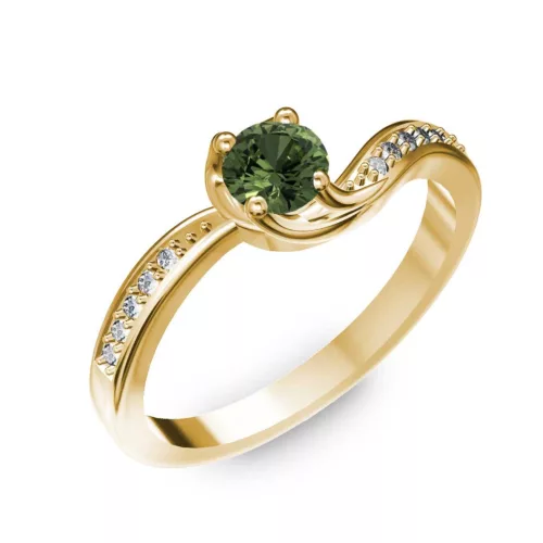 Ékszerpalota eljegyzési gyűrű 0,4ct zöld zafírral BRK069 sárga arany