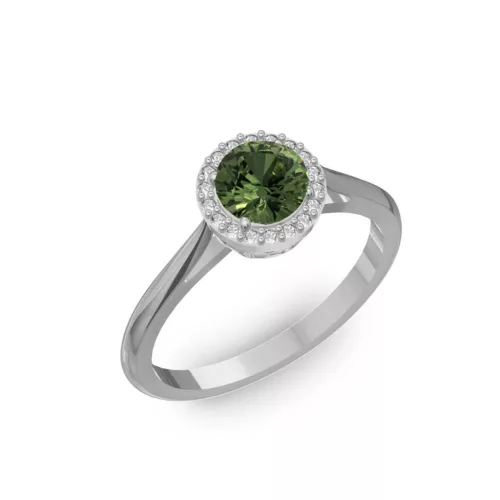 Ékszerpalota eljegyzési gyűrű 0,5ct zöld zafír BRK070 fehér arany 