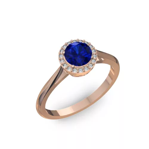 Ékszerpalota eljegyzési gyűrű 0,5ct kék diffusion zafír BRK070 rozé arany 