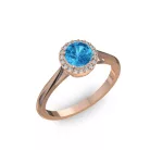 Ékszerpalota eljegyzési gyűrű 0,5ct kék topázzal BRK070 rozé arany 