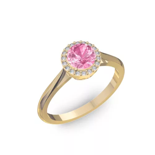 Ékszerpalota eljegyzési gyűrű 0,5ct pink zafír BRK070 sárga arany 