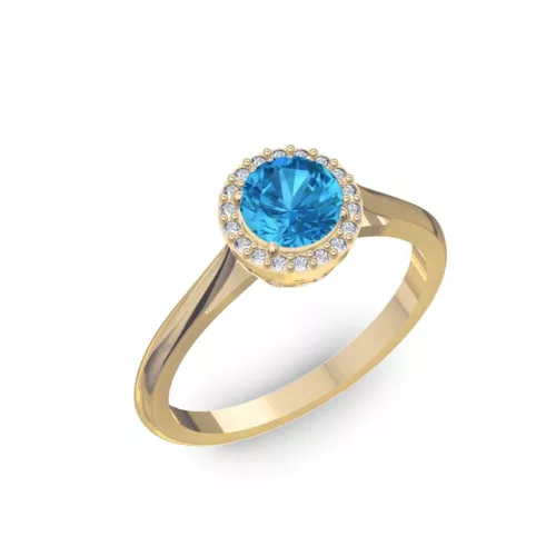 Ékszerpalota eljegyzési gyűrű 0,5ct kék topázzal BRK070 sárga arany 