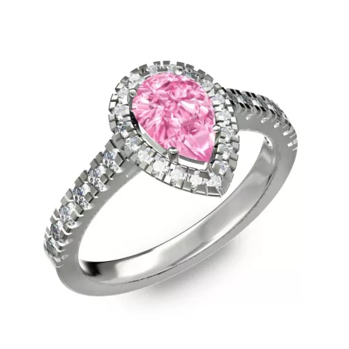 Ékszerpalota eljegyzési gyűrű 1ct pink csepp zafír BRK074 fehér arany 