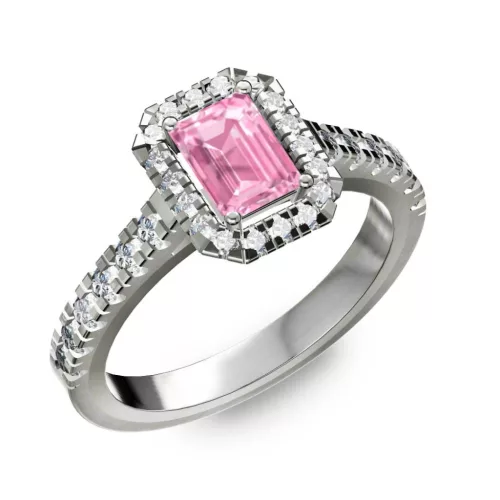 Ékszerpalota eljegyzési gyűrű 1ct pink smaragd zafírral BRK075 fehér arany 