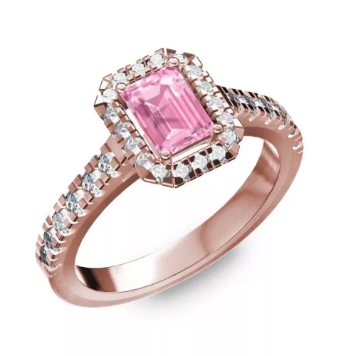 Ékszerpalota eljegyzési gyűrű 1ct pink smaragd zafírral BRK075 rozé arany 
