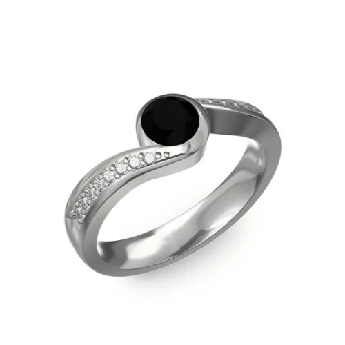 Ékszerpalota eljegyzési gyűrű 0,4ct fekete gyémánttal BRK077 fehér arany 