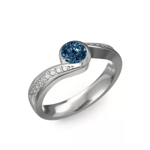 Ékszerpalota eljegyzési gyűrű 0,4ct kék gyémánttal BRK077 fehér arany 