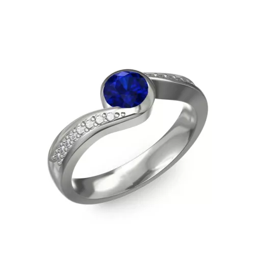 Ékszerpalota eljegyzési gyűrű 0,4ct kék diffusion zafírral BRK077 fehér arany 