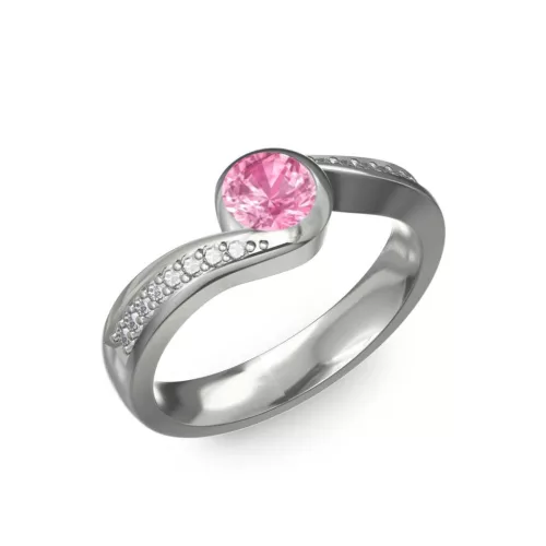 Ékszerpalota eljegyzési gyűrű 0,4ct pink zafírral BRK077 fehér arany 