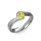 Ékszerpalota eljegyzési gyűrű 0,4ct sárga gyémánttal BRK077 fehér arany 
