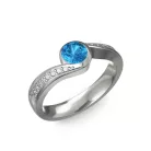 Ékszerpalota eljegyzési gyűrű 0,4ct kék topázzal BRK077 fehér arany 