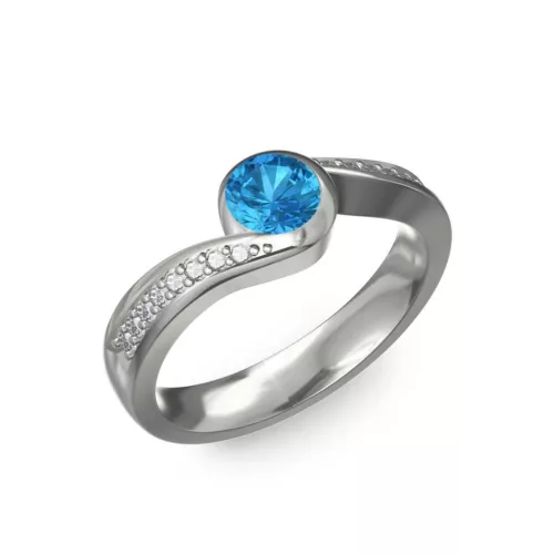 Ékszerpalota eljegyzési gyűrű 0,4ct kék topázzal BRK077 fehér arany 