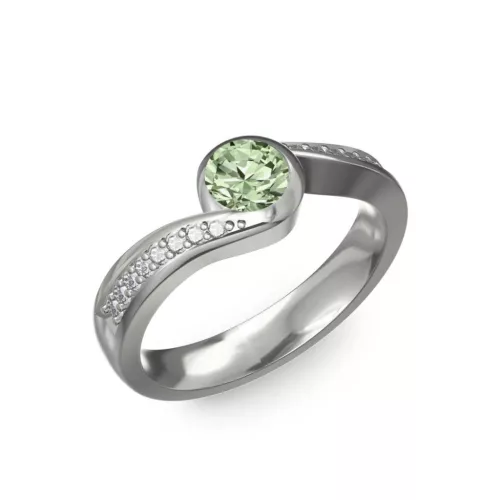 Ékszerpalota eljegyzési gyűrű 0,4ct zöld gyémánttal BRK077 fehér arany 