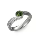 Ékszerpalota eljegyzési gyűrű 0,4ct zöld zafírral BRK077 fehér arany 