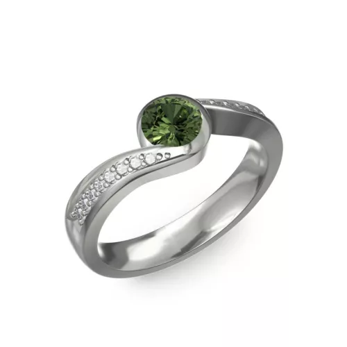 Ékszerpalota eljegyzési gyűrű 0,4ct zöld zafírral BRK077 fehér arany 