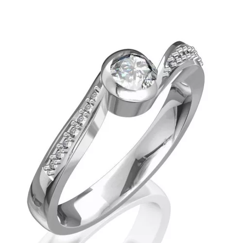 Ékszerpalota eljegyzési gyűrű 0,4ct kék gyémánttal BRK077 rozé arany 