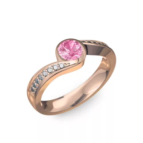 Ékszerpalota eljegyzési gyűrű 0,4ct pink zafírral BRK077 rozé arany 