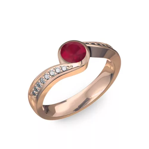Ékszerpalota eljegyzési gyűrű 0,4ct rubinnal BRK077 rozé arany 