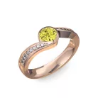 Ékszerpalota eljegyzési gyűrű 0,4ct sárga gyémánttal BRK077 rozé arany 
