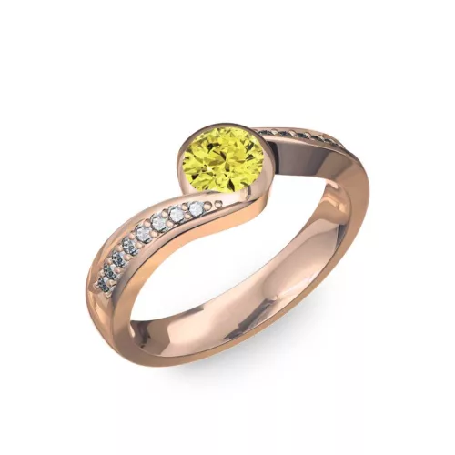 Ékszerpalota eljegyzési gyűrű 0,4ct sárga gyémánttal BRK077 rozé arany 