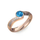 Ékszerpalota eljegyzési gyűrű 0,4ct kék topázzal BRK077 rozé arany 