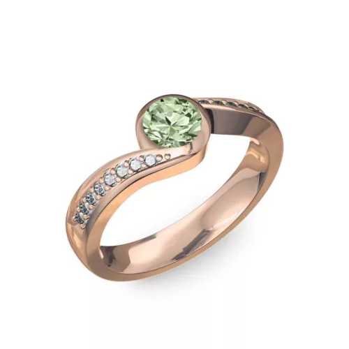 Ékszerpalota eljegyzési gyűrű 0,4ct zöld gyémánttal BRK077 rozé arany 