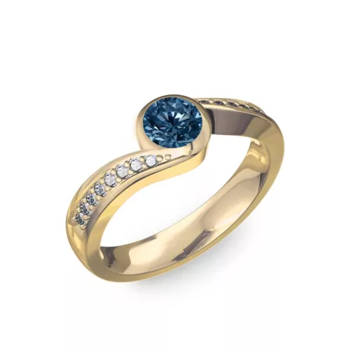 Ékszerpalota eljegyzési gyűrű 0,4ct kék gyémánttal BRK077 sárga arany 