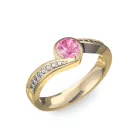 Ékszerpalota eljegyzési gyűrű 0,4ct pink zafírral BRK077 sárga arany 