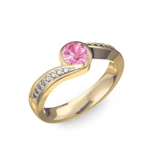 Ékszerpalota eljegyzési gyűrű 0,4ct pink zafírral BRK077 sárga arany 