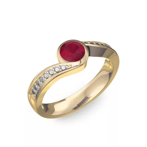 Ékszerpalota eljegyzési gyűrű 0,4ct rubinnal BRK077 sárga arany 