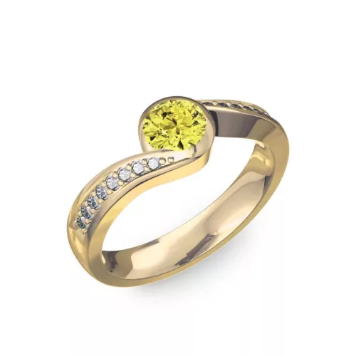 Ékszerpalota eljegyzési gyűrű 0,4ct sárga gyémánttal BRK077 sárga arany 