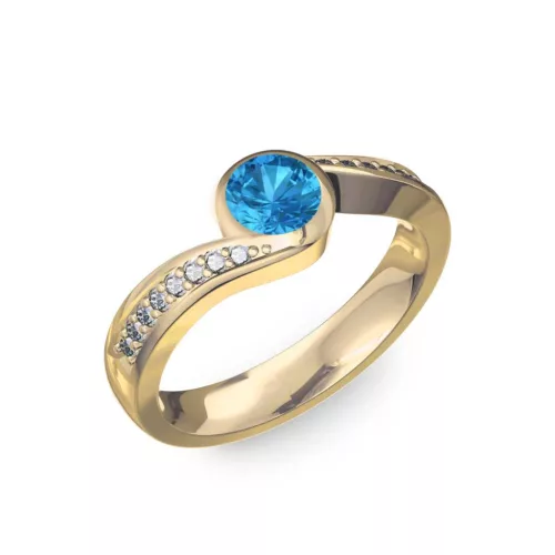 Ékszerpalota eljegyzési gyűrű 0,4ct kék topázzal BRK077 sárga arany 