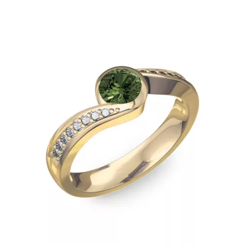 Ékszerpalota eljegyzési gyűrű 0,4ct zöld zafírral BRK077 sárga arany 